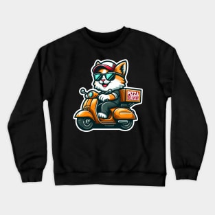 Cool Exotic Shorthair Cat Pizza Delivery Crewneck Sweatshirt